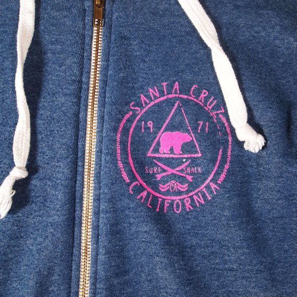 Santa Cruz Hoodie, Navy/Hot Pink, Ladies Size Small, Graphics on Sleeve - Picture 3 of 5